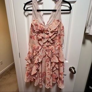 LC Lauren Conrad Blush Pink Floral Ruffle Dress